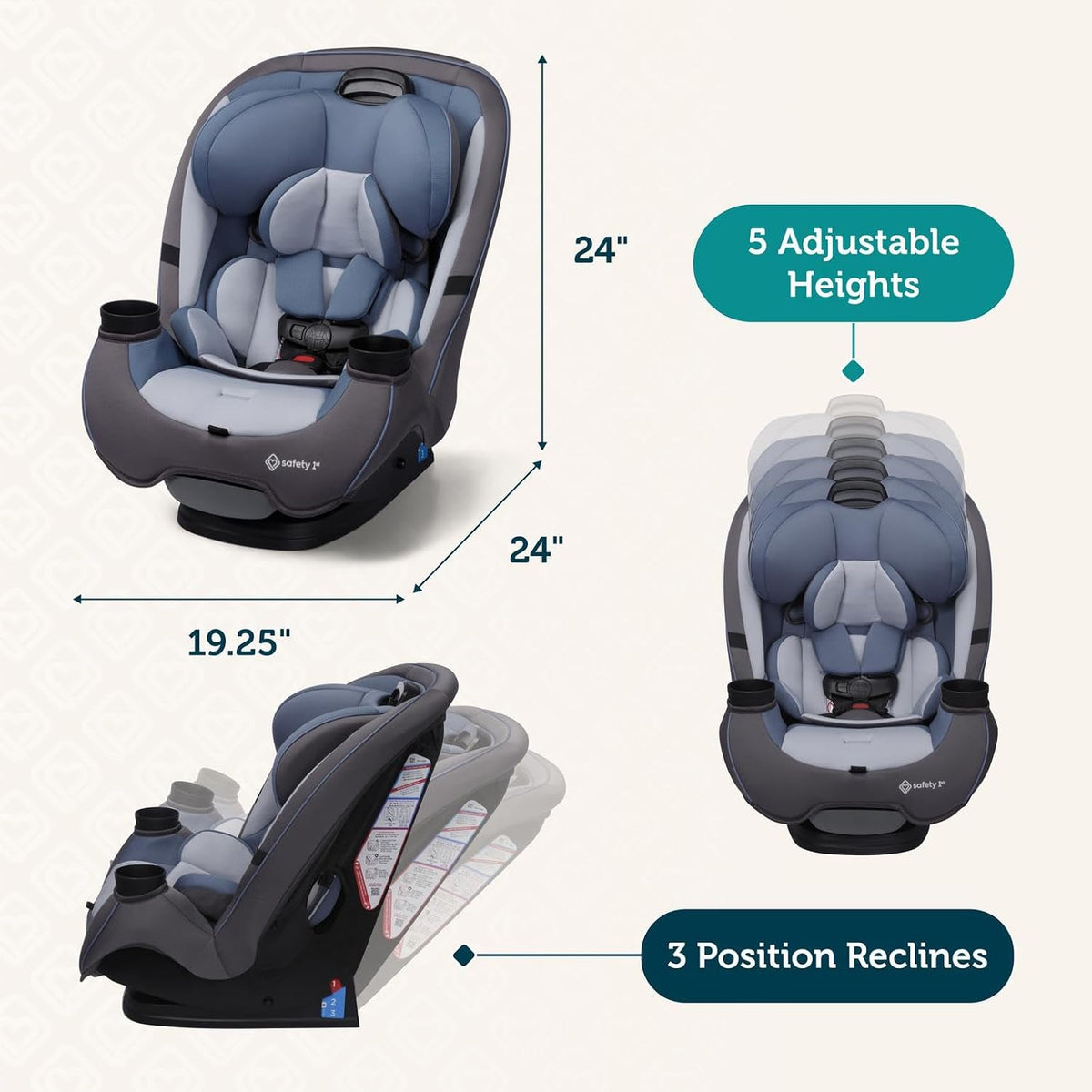 Safety 1st Grow and Go All-in-One Convertible Car Seat, Alaskan Blue