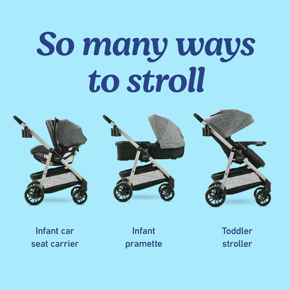 Graco Modes Pramette 3-in-1 Travel System (Stroller & Car Seat), Ellington