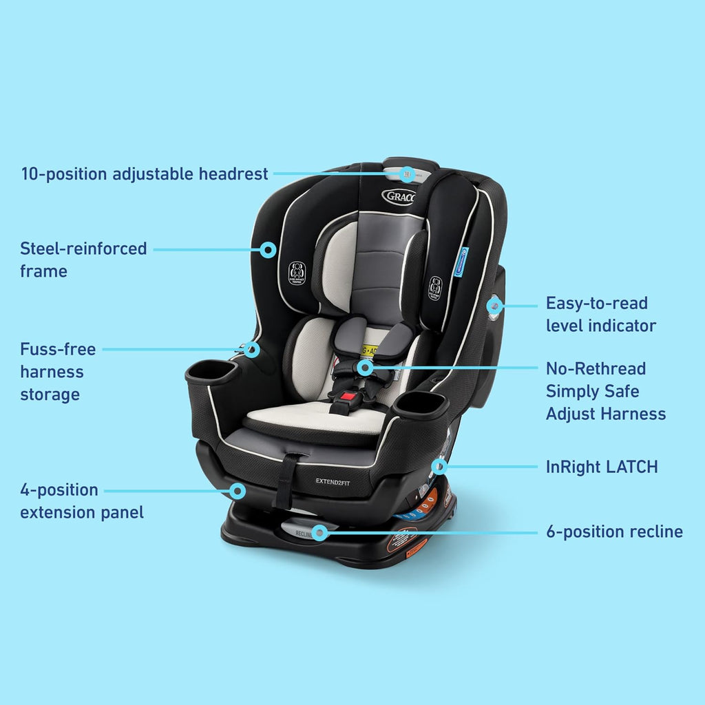Graco Extend2Fit 2-in-1 Convertible Car Seat, Gotham