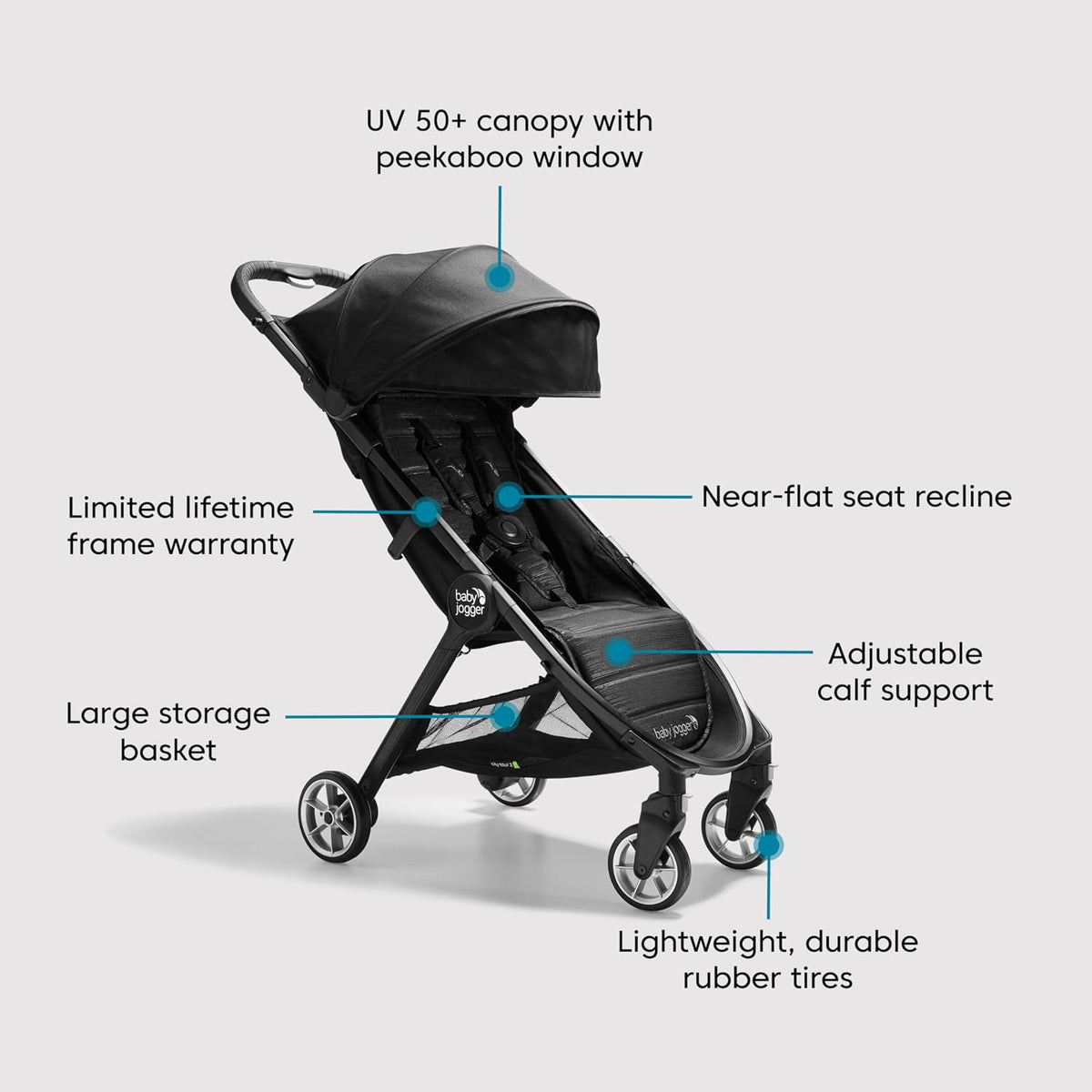 Baby Jogger City Tour 2 Travel Stroller, Pitch Black