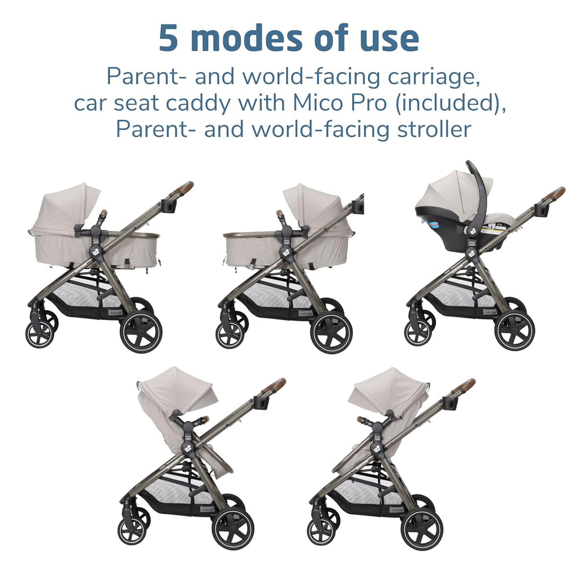 Maxi-Cosi Zelia 2 Luxe 5-in-1 Modular Travel System, New Hope Tan
